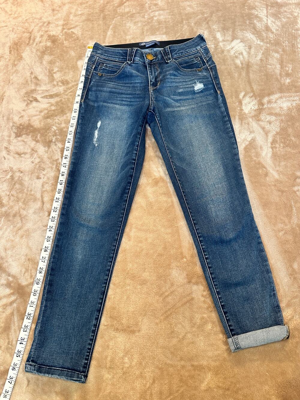 Democracy Ab Solution Skinny Jeans  Medium Wash Distressed Stretch Denim